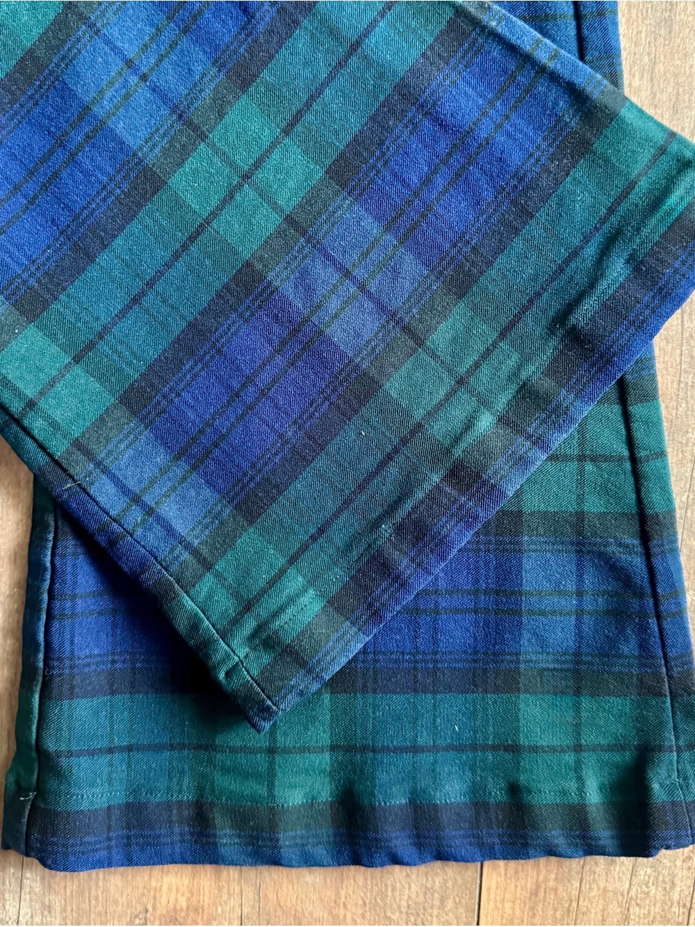 Altar’d State Blue and Green Plaid High Rise Flare Stretch Pants Size Small - Picture 2 of 6
